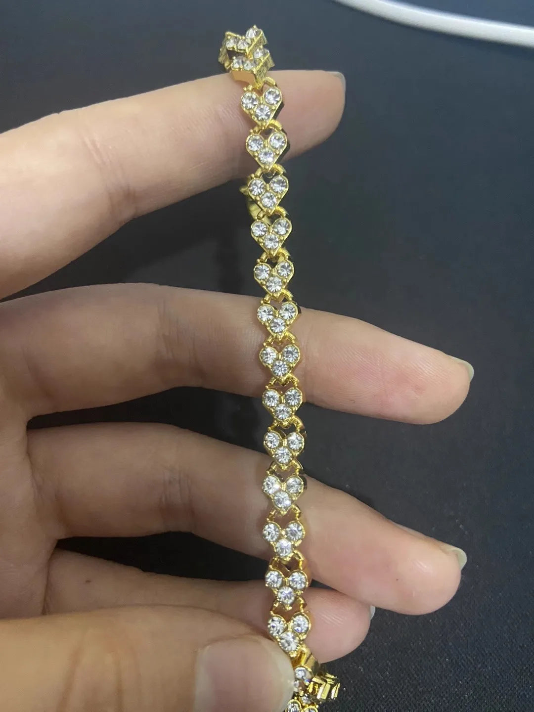 Luxury Roman Crystal Geometric Rhinestone Chain Charm Bangle