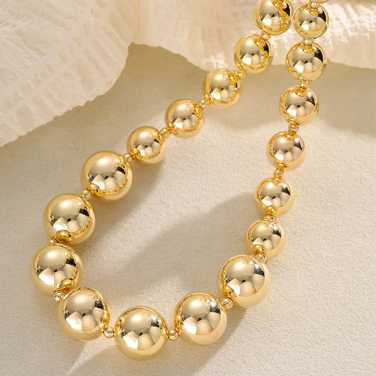 Vintage Exaggerated Goth Baroque Round Beads Choker Necklace