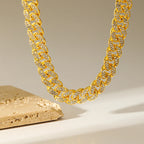 EILIECK Collier et bracelet à maillons cubains épais en zircone pour femme, style punk, plaqué or 18 carats, étanche, bijoux de fête, cadeau