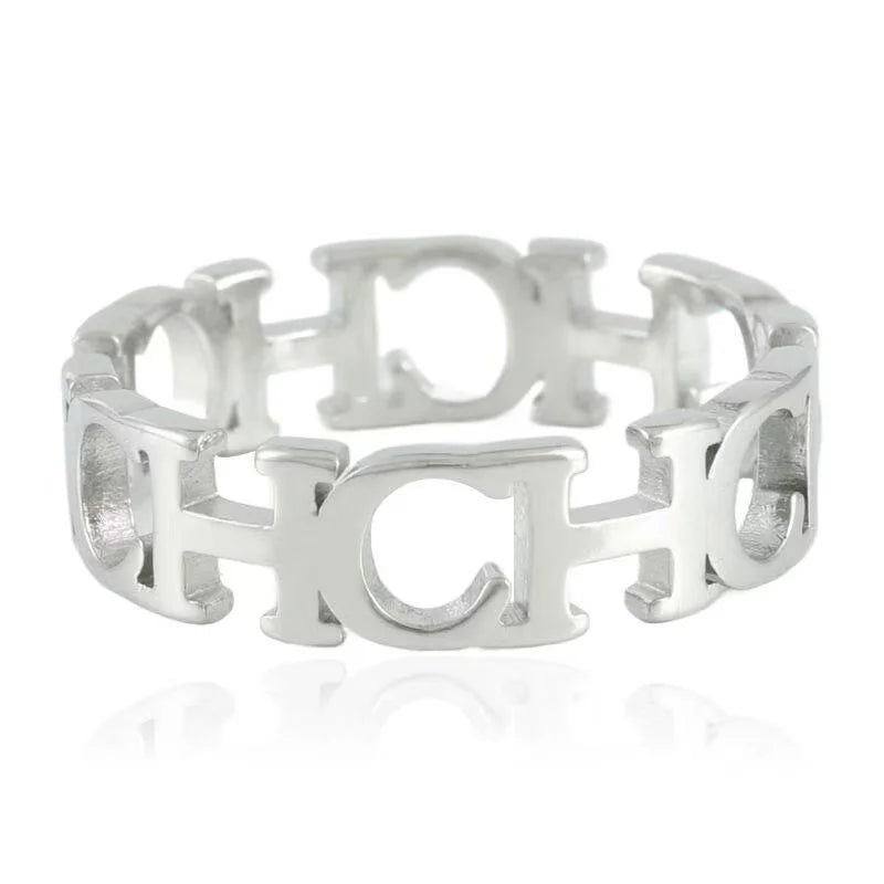Hollow Love Heart Never-Fade Titanium Stainless Steel Ring