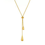 DOTIFI  Stainless Steel Pull Adjustable Water Drop Shape Tassel Charm Necklace Fashion Personality High-Grade Jewelry Gifts