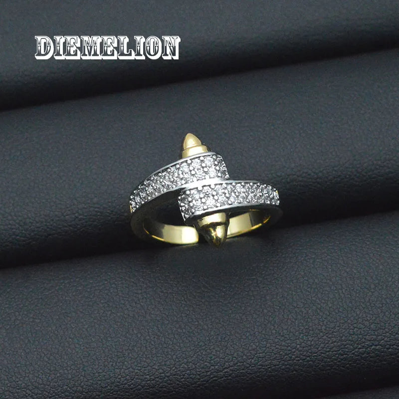 Luxury Two-Tone Multi-Layer Adjustable Zircon Nail & Screw Ring