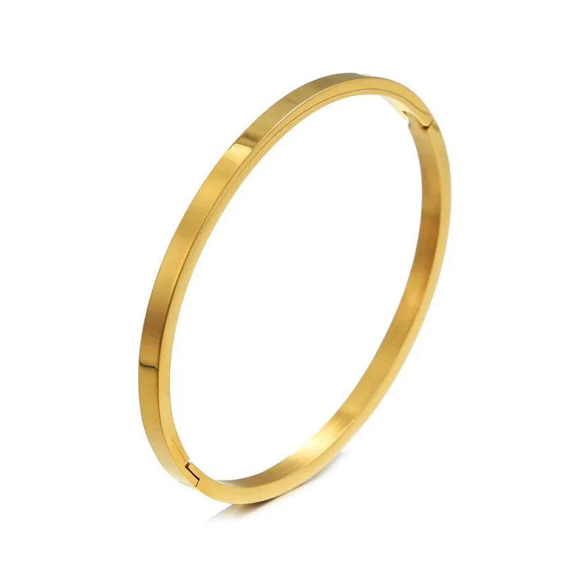 Minimalist Stainless Steel Gold-Plated Plain Stackable Bracelet