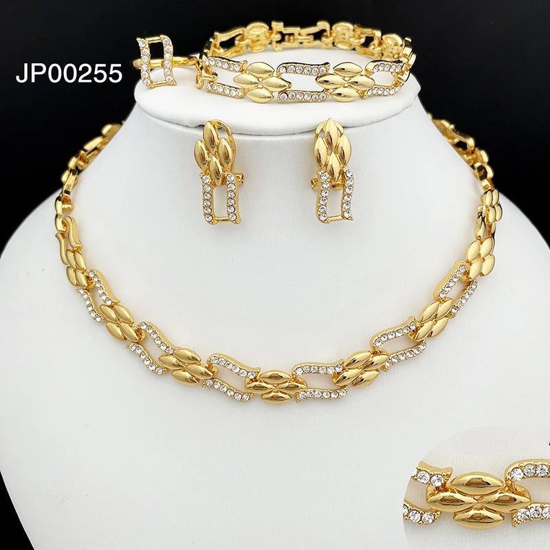 ChooseMe Dubai Gold Cuban Necklace & Earrings Jewelry Set