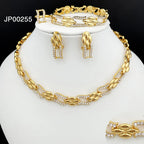 ChooseMe Dubai Gold Cuban Necklace & Earrings Jewelry Set