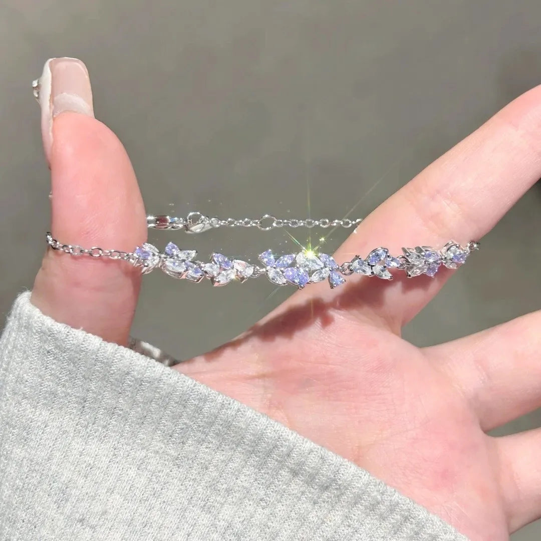 ChooseMe Handmade Sparkling Zircon Flower Alloy Bracelet