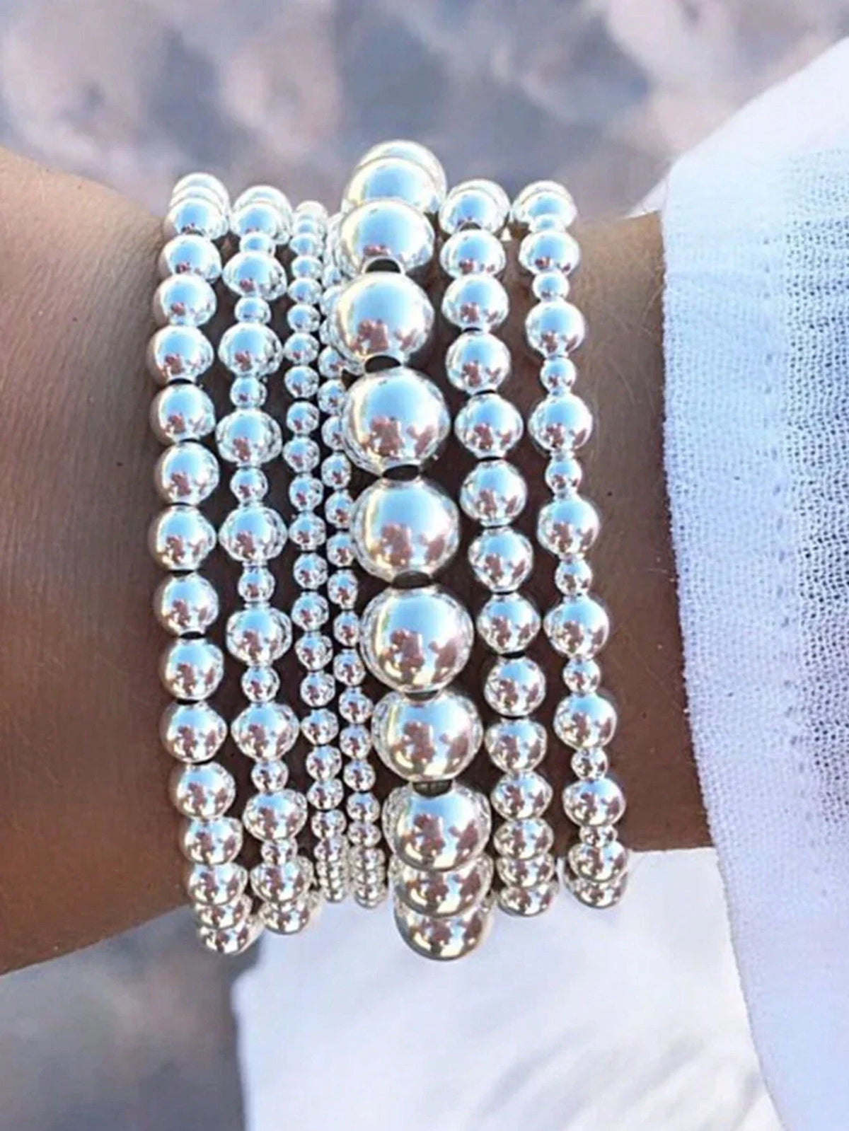 Vintage Minimalist Handmade Beaded Bracelet Set, 7 Pcs/Set