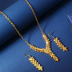 Middle East Fashion Elegant High Grade Copper Wheat Ear Pattern Fashion Women's Jewelry Set, 1 Necklace and 1 Pair of Earrings