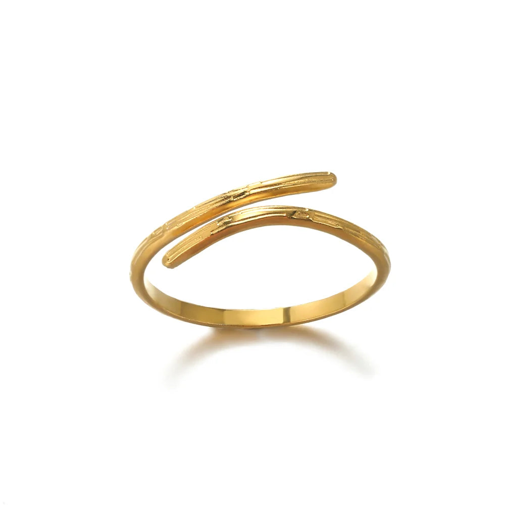 316L Stainless Steel Gold-Color Multilayer Geometric Open Ring