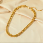 GANEMLY 316L Stainless Steel Thick Chain Necklace Bracelet Set For Women New Punk 18K Gold Plated Waterproof Jewelry Set Bijoux