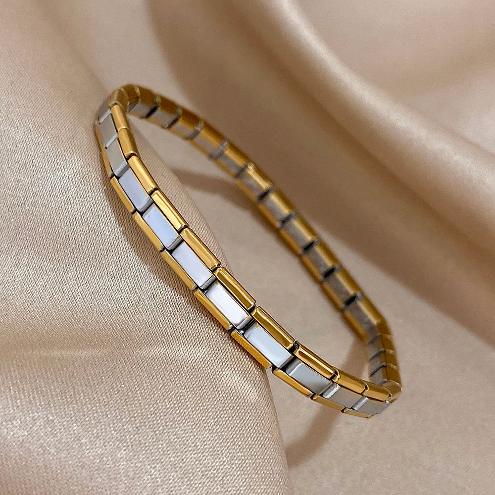 ChooseMe Two-Tone Stainless Steel Elastic Watch-Strap Bangle