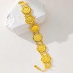 Bracelet Pièces Plaqué Or Fait à la Main Luxe Arabe Dubaï Bijoux de Mariage Bracelet JONC en Alliage Floral Accessoire de Mode pour Femmes