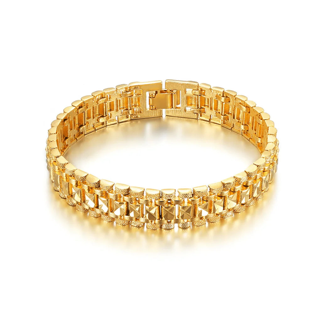 Punk Chunky Hand Chain Bracelet 8/12MM Gold Color Wristband Bracelets Bangle For Men Women Fashion Jewelry Braslet 2021