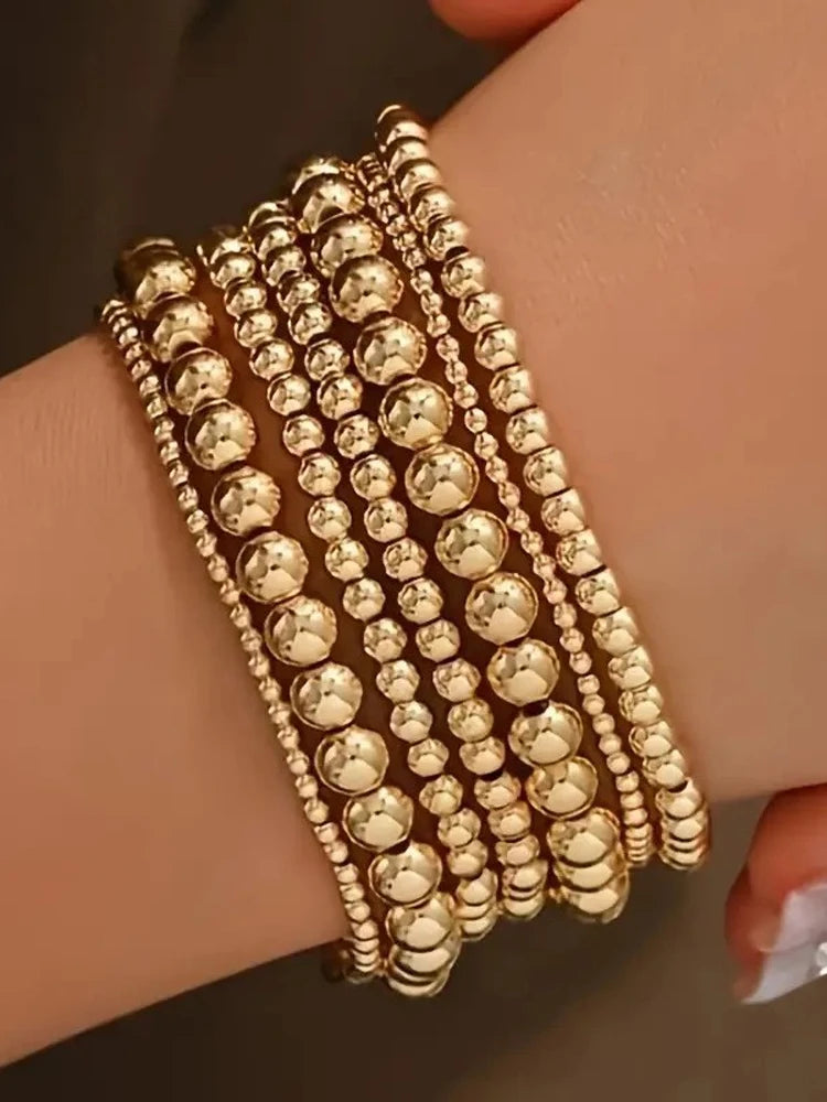 Vintage Minimalist Handmade Beaded Bracelet Set, 7 Pcs/Set