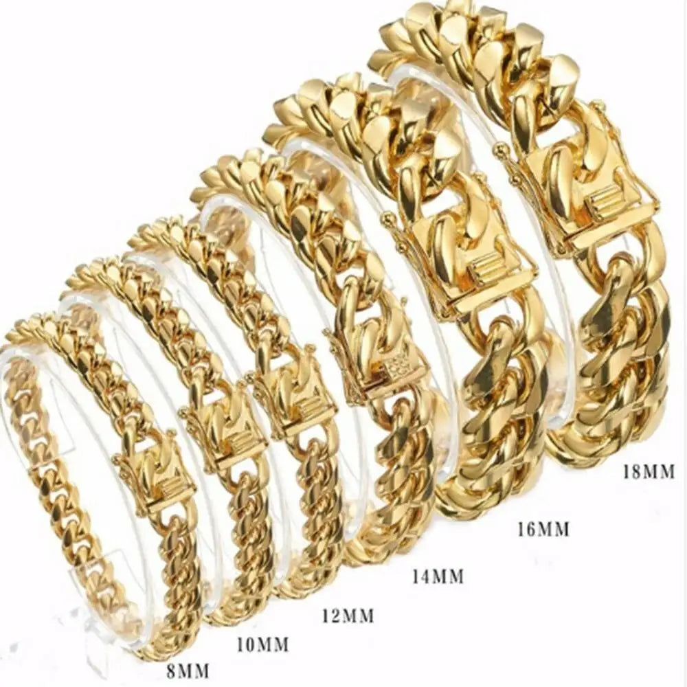 Stainless Steel Curb Cuban Link Chain Bracelet