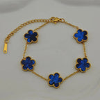 18k Gold Plated Lucky Five-Leaf Flower Stainless Steel Bracelet Women's Exquisite Five-Pointed Star Luxury Party Jewelry Gift