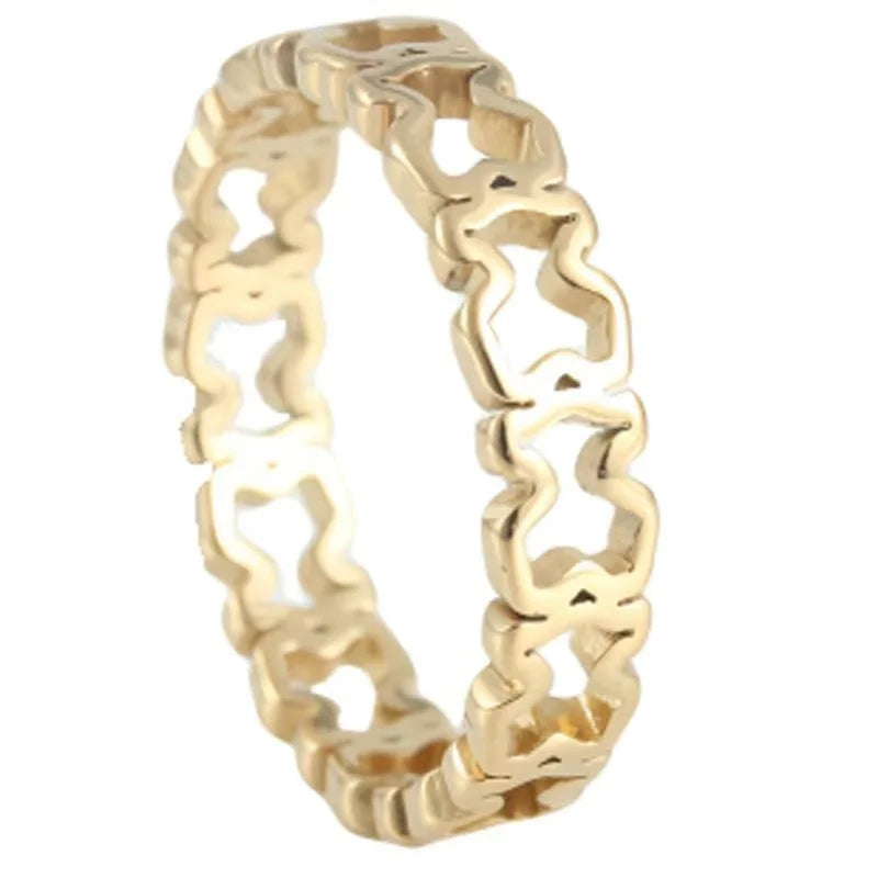 Hollow Love Heart Never-Fade Titanium Stainless Steel Ring