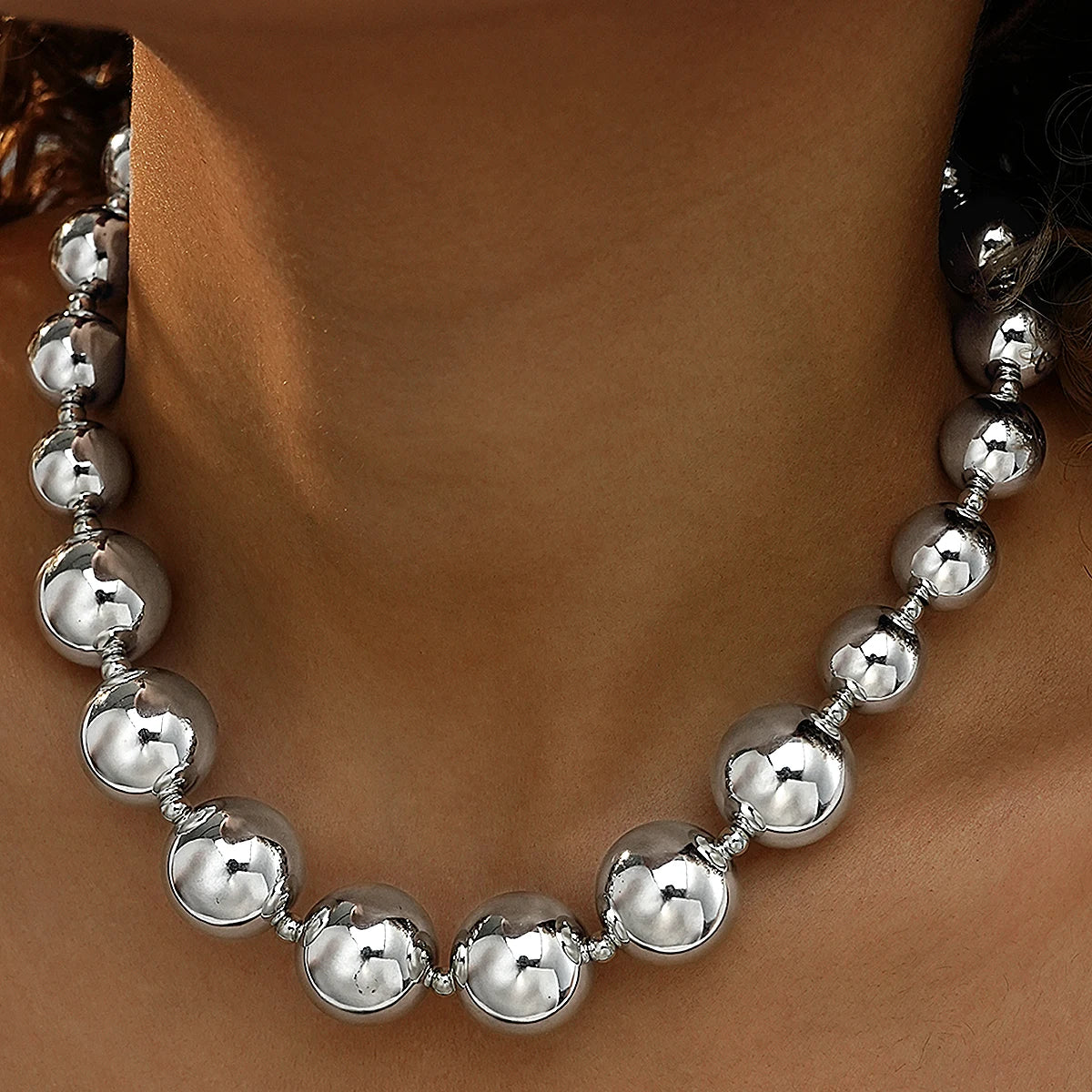 Vintage Exaggerated Goth Baroque Round Beads Choker Necklace