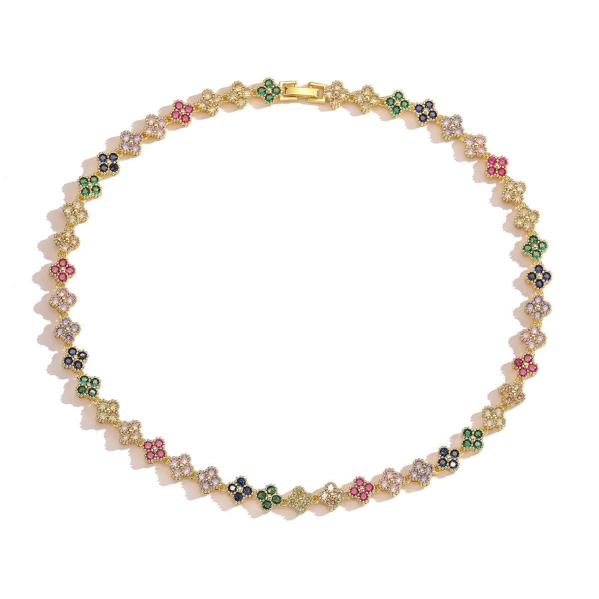 ChooseMe Brass Flower Necklace & Bracelet Jewelry Set