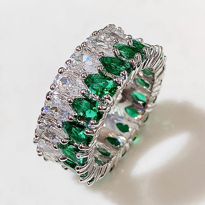 ChooseMe Square CZ Paved Austrian Zircon Engagement Ring