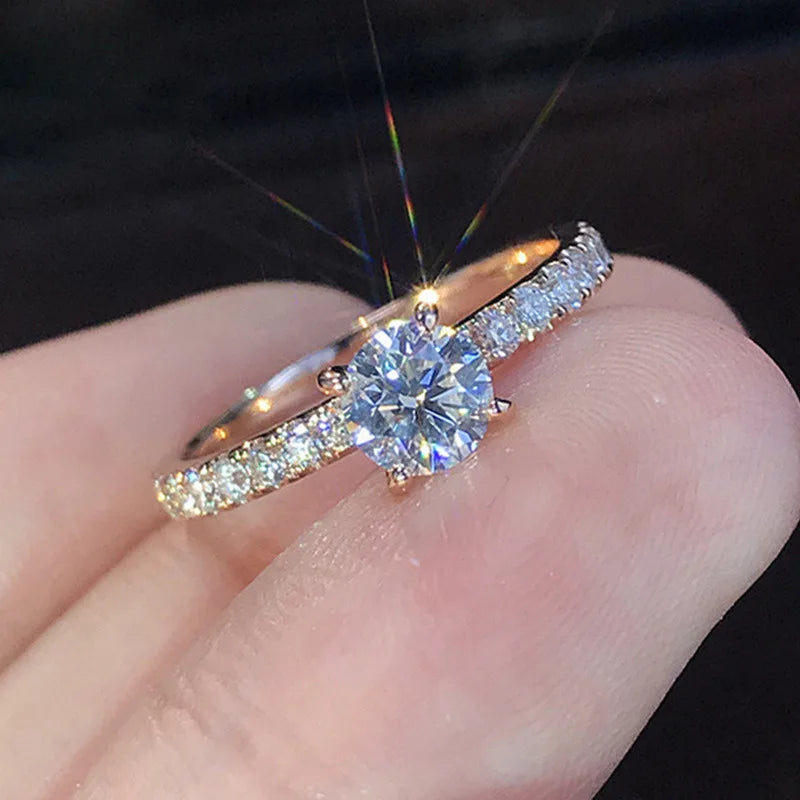 ChooseMe Square CZ Paved Austrian Zircon Engagement Ring