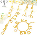 Parure de collier de luxe plaqué or de Dubaï, couleur or 21 carats, pendentifs italiens à pampilles, colliers ras du cou, bijoux de mariage pour femmes musulmanes saoudiennes