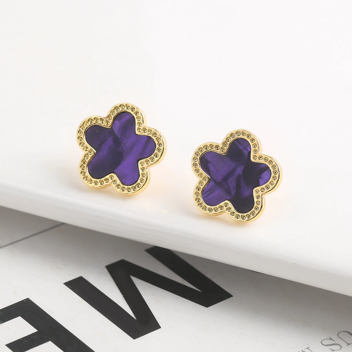 6-Color Plum Blossom Five Point Star Jewelry Set Cute Plant Five Leaf Flower Shell Gift Bracelet Necklace Earrings Woman Clover