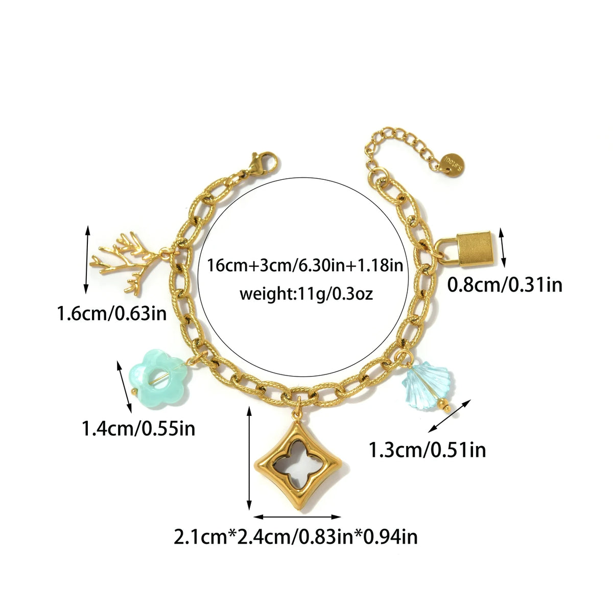 Minimalist Retro Turquoise Star Charm Bracelet