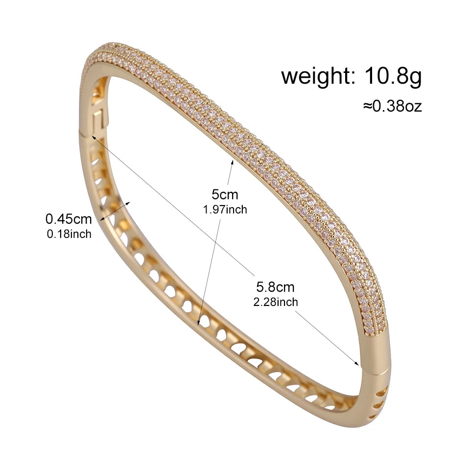 ZAKOL Luxury Brilliant Micro Paved Zirconia Quadrilateral Bracelet Ring Set Fashion All-match Bangles Women's Party Jewelry