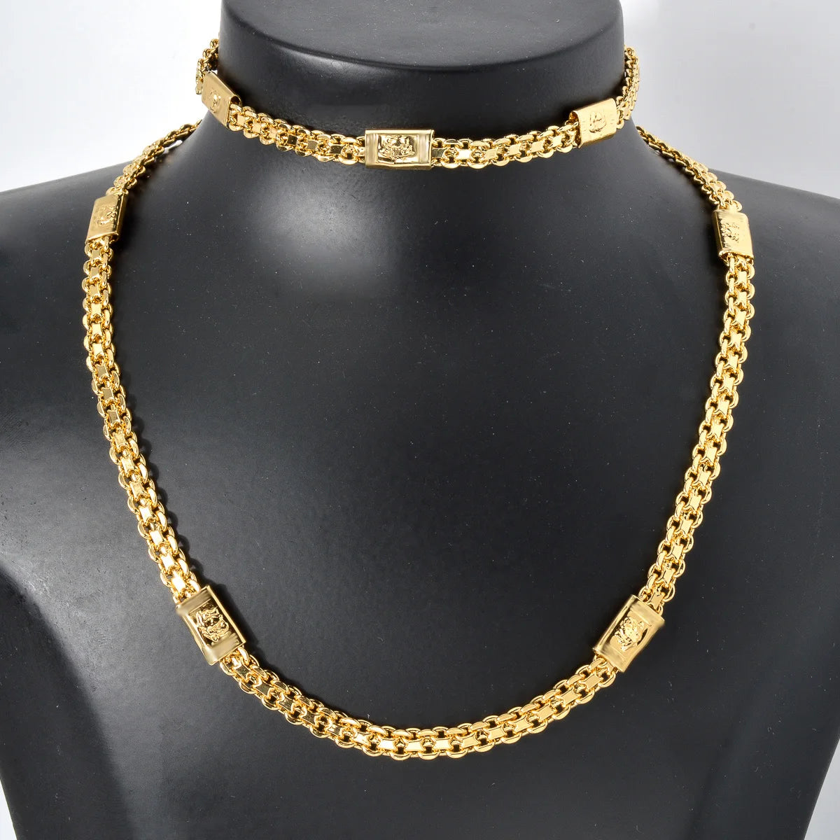 ChooseMe Dubai Hip Hop 18K Gold-Plated Link Chain Choker & Bracelet Set