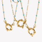 ChooseMe Clip Oil Drop Beads Spring Buckle Necklace