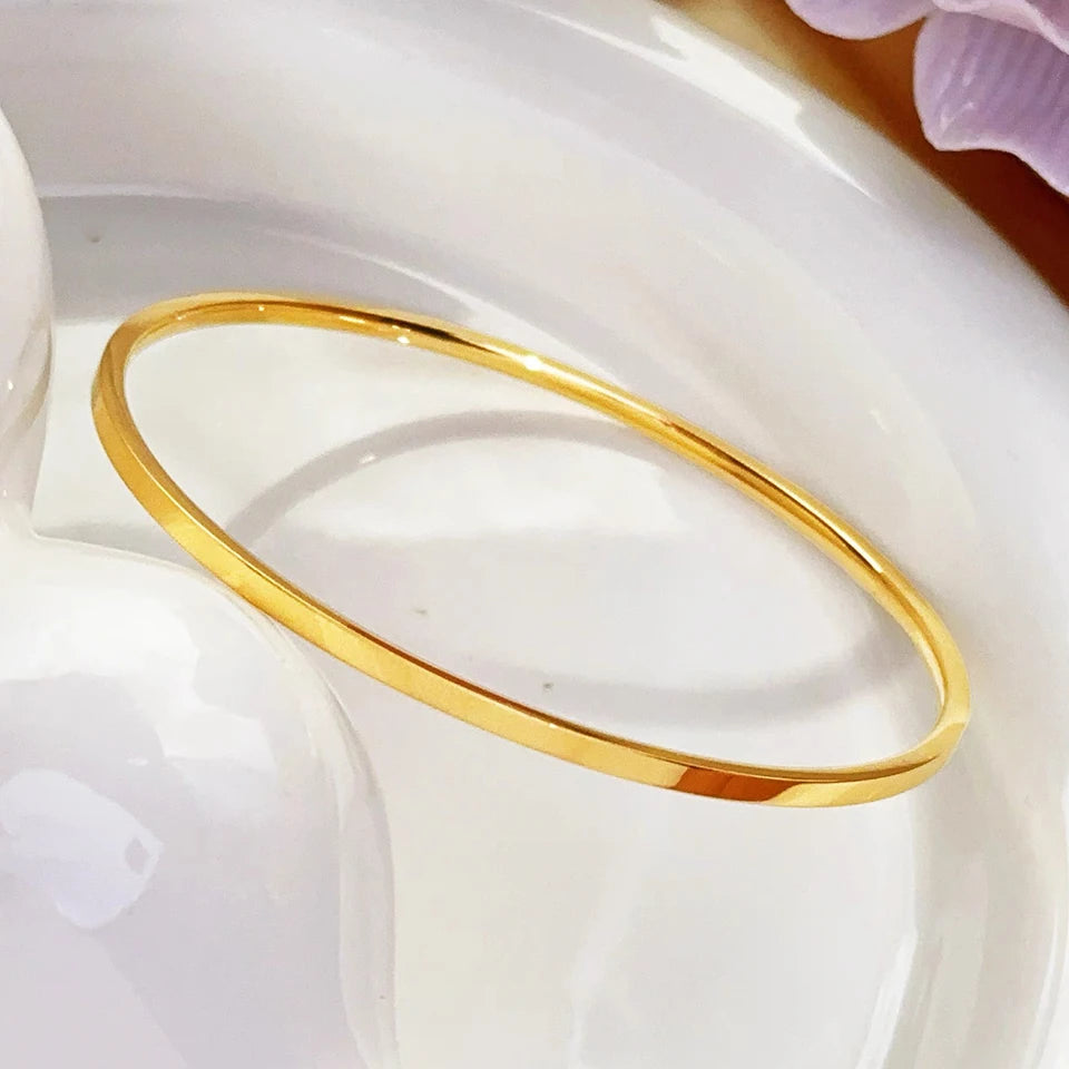 2mm Minimalist Stainless Steel Smooth Stackable Circles Bracelet