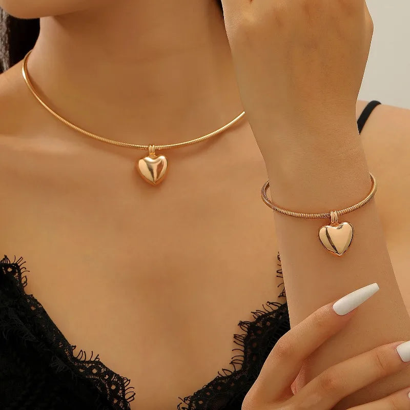 Simple Fashion Heart Collar Necklace, Elegant Feminine Jewelry Accessories, Wedding Party Valentine's Day Gift for Girlfriend