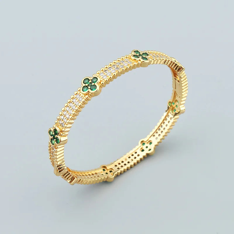 Fashion Luxury Lucky Geometry Cubic Ziron Engagement Bridal Bracelet Finger Ring copper Classic Lady Gift