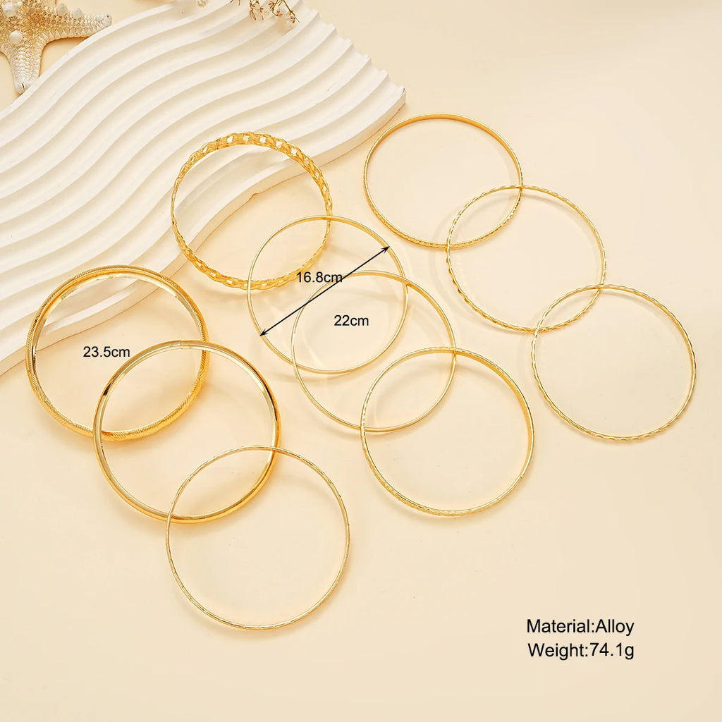 10 Pcs Trendy Multilayer Twisted Bangle Set