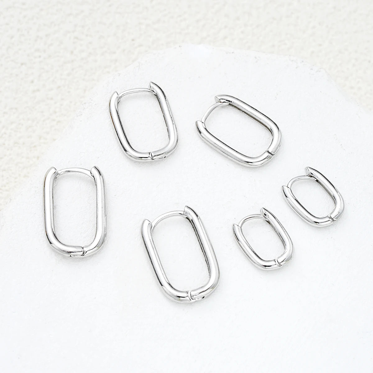 Minimalist Geometric Copper Metal Hoop Earrings Set, 6 Pcs/Set
