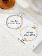 Ensemble de bracelets simple avec fleur en oxyde de zirconium et chaîne-goutte