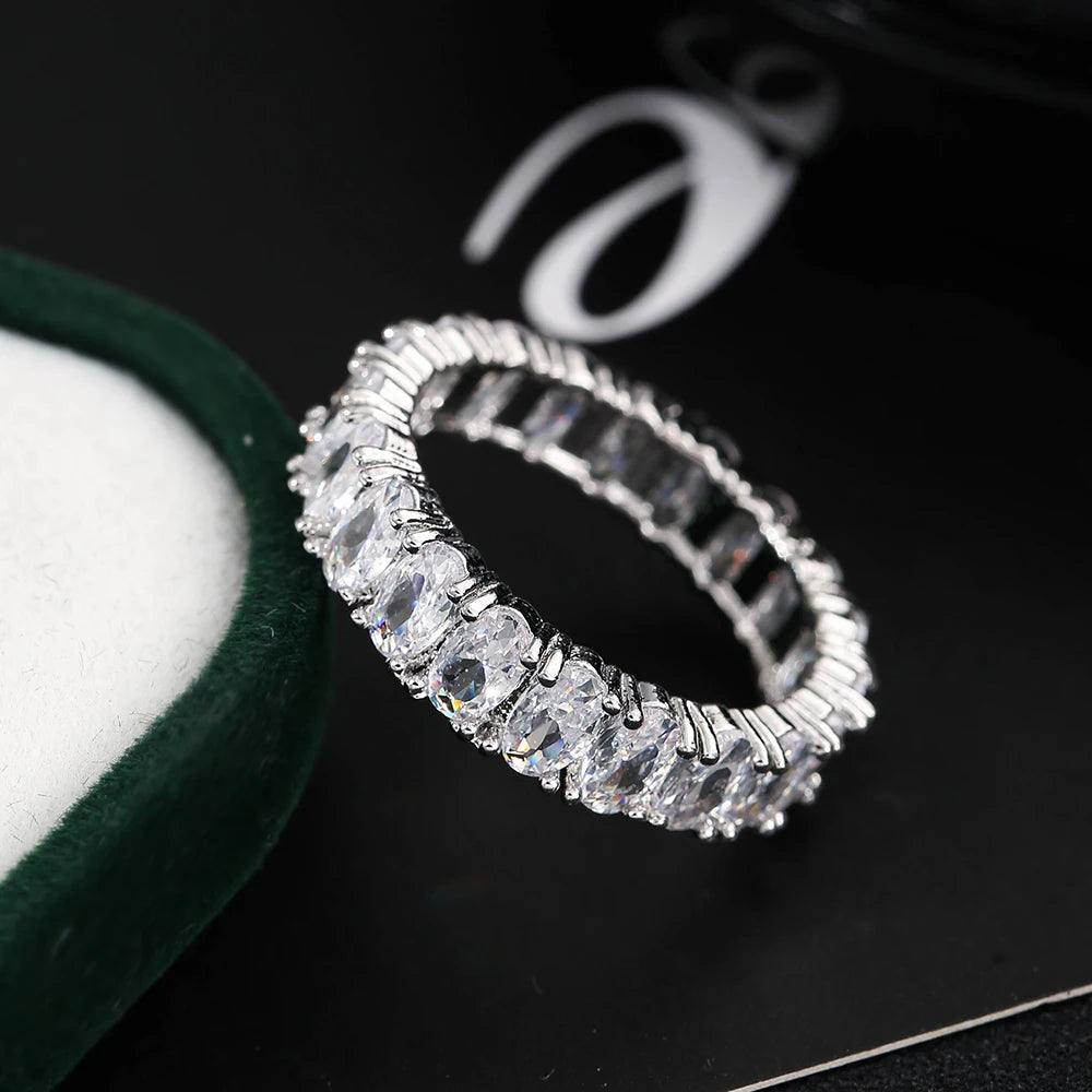 ChooseMe Square CZ Paved Austrian Zircon Engagement Ring