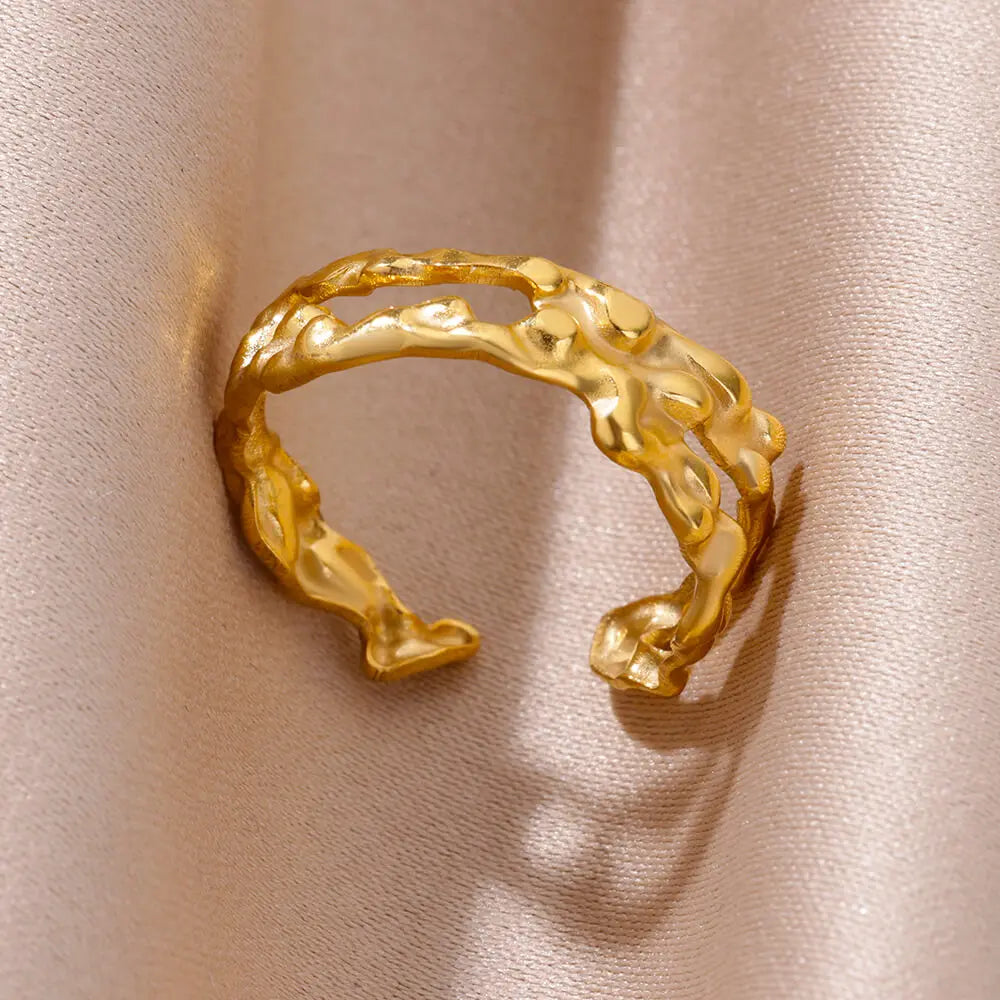 Stainless Steel Chunky Wide Geometric Open Ring