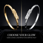 JP One Bracelet Jonc Élégant en Acier Inoxydable avec Serpent en Zircon
