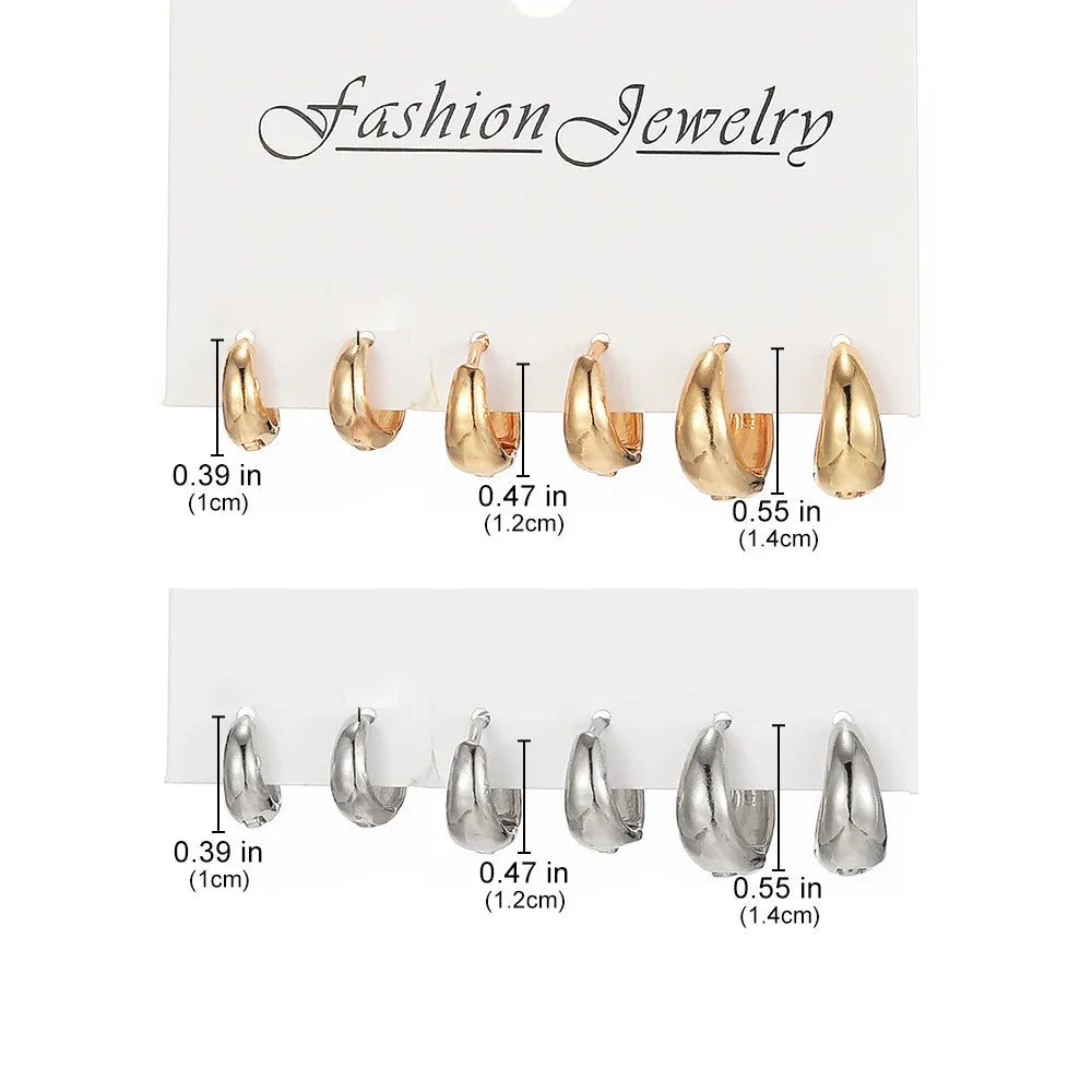 Minimalist Copper Hoop Earring Set 6 Pcs