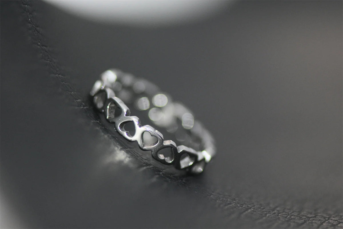 Hollow Love Heart Never-Fade Titanium Stainless Steel Ring