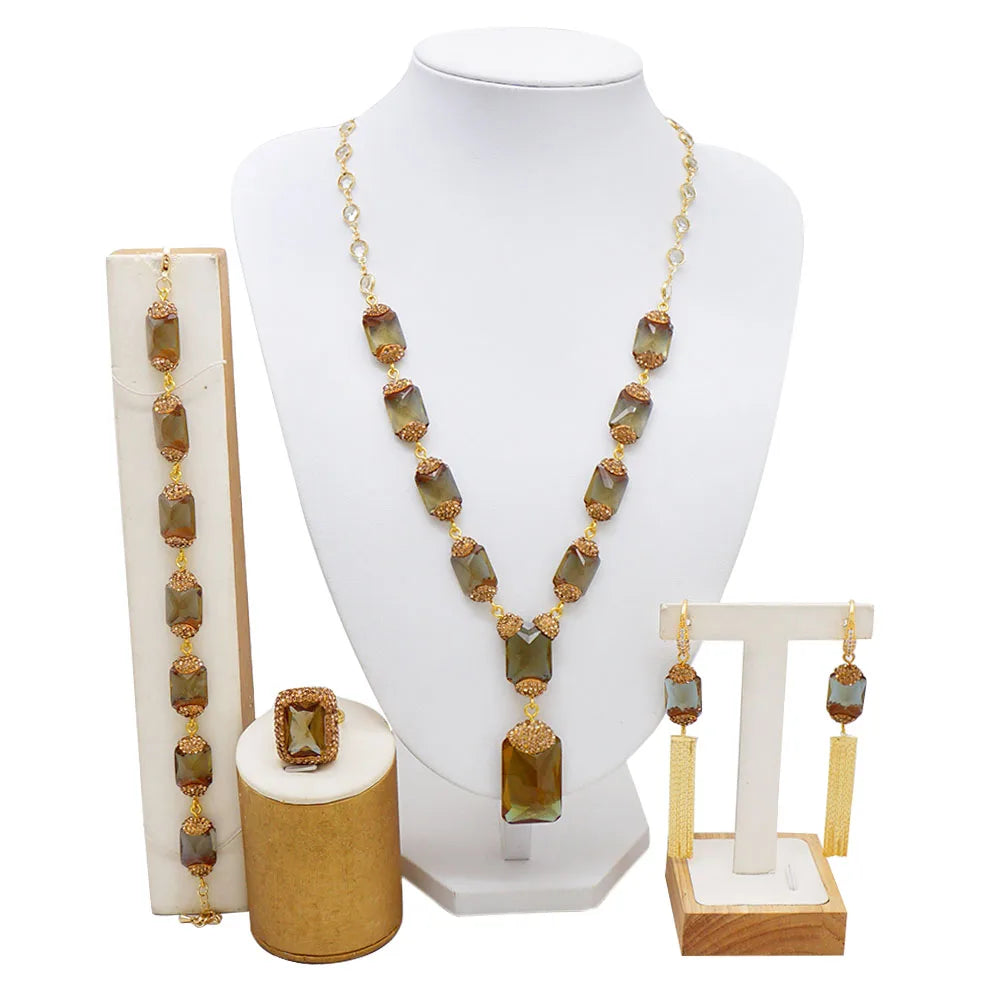 Brazilian Gold Flower Dubai Jewelry Set