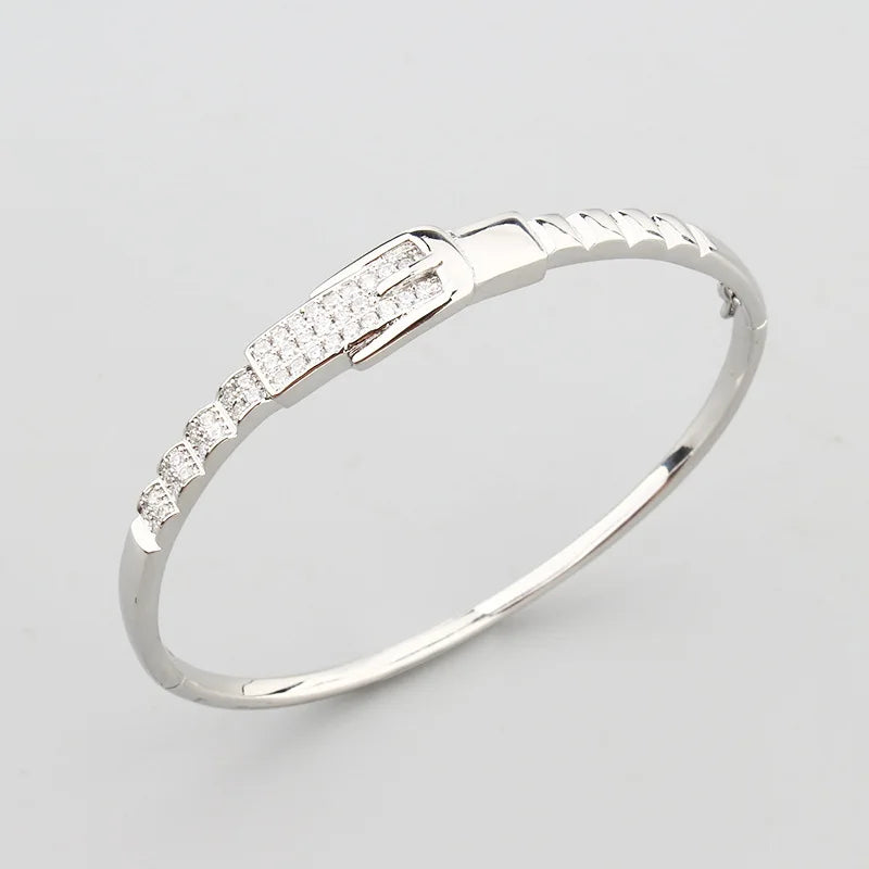 Classic Copper Luxurious Cubic Ziron Women  Statement Ring Lady Fashion Jewelry Bracelet Lady Gift