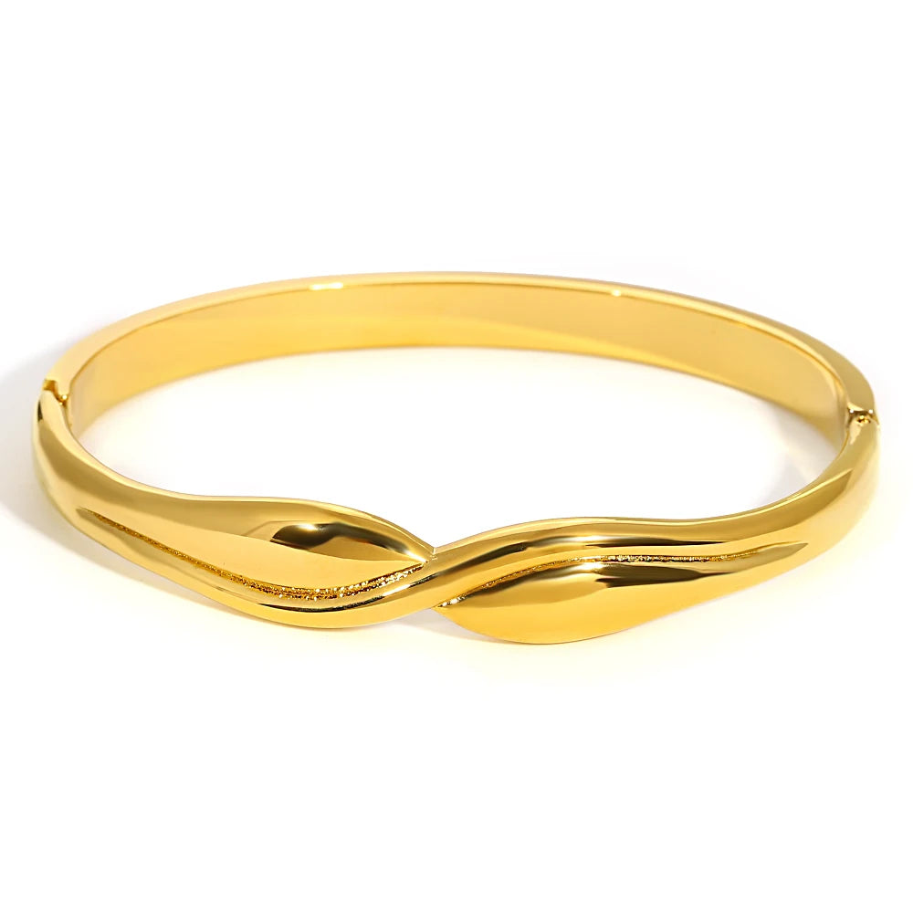 Trendy Gold-Plated 316L Stainless Steel Cubic Zirconia Bangle