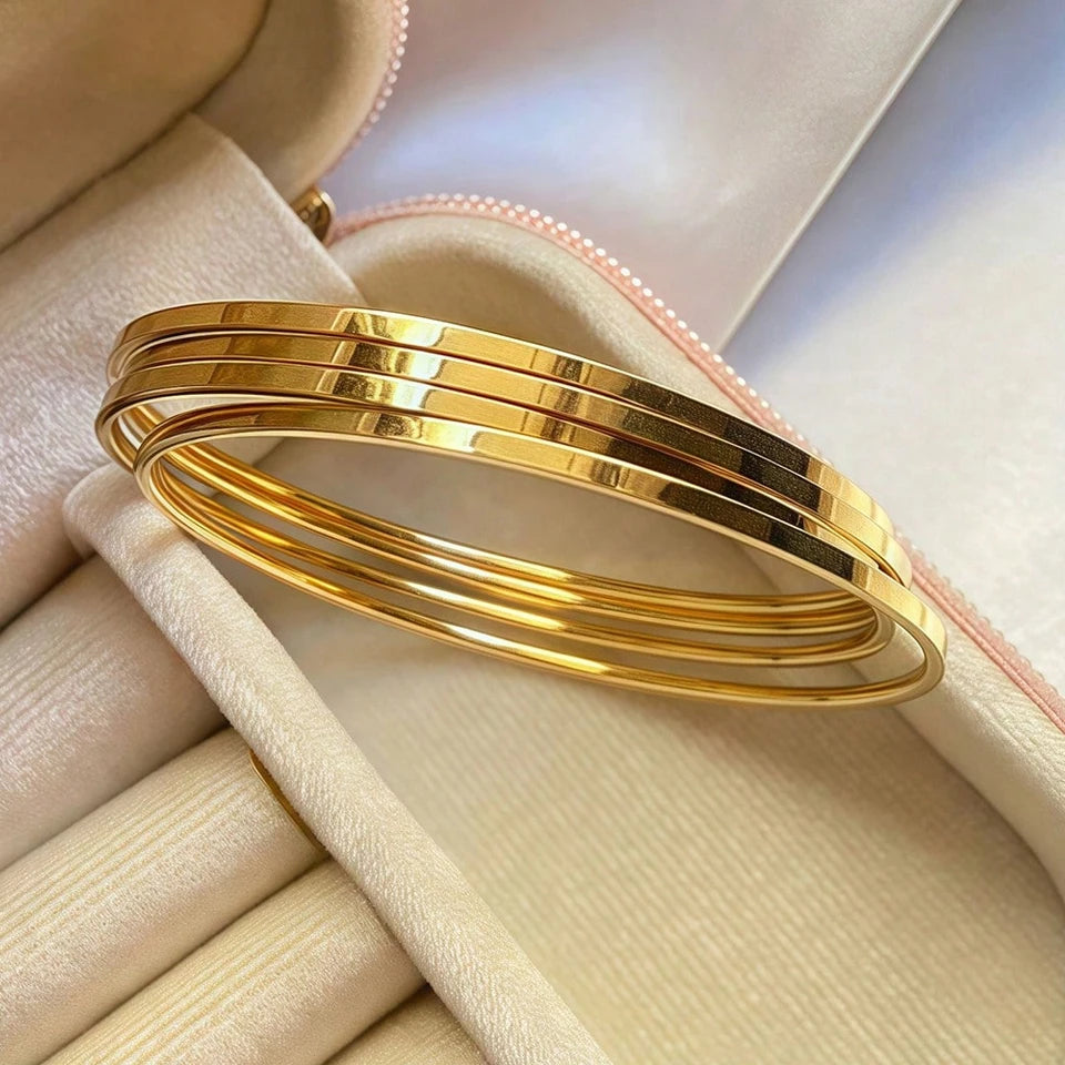 2mm Minimalist Stainless Steel Smooth Stackable Circles Bracelet