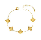 Stainless Steel Rhombus Flower Necklace Ring Earrings For Women Girl Four Leaves Clover Jewelry Set Gift for Party Birthday