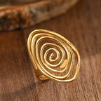 DOTIFI Stainless Steel Geometric Spiral Open Ring For Men And Women, Retro, Unique, Exaggerated Design Adjustable Ring Jewellery