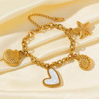 EILIECK 316L Stainless Steel Heart Sun Charm Bracelet Gold Color PVD Plated High Quality Waterproof Jewelry Hand Chain for Women