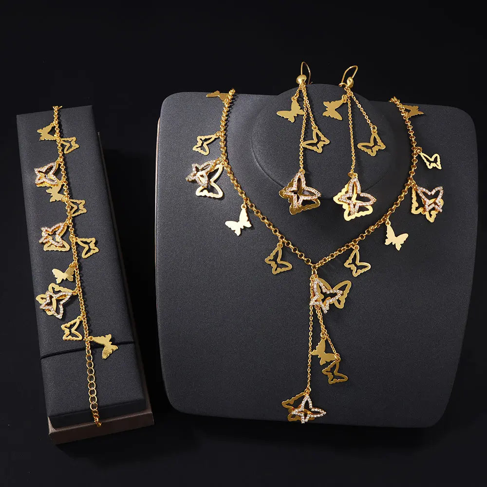 Parure de collier de luxe plaqué or de Dubaï, couleur or 21 carats, pendentifs italiens à pampilles, colliers ras du cou, bijoux de mariage pour femmes musulmanes saoudiennes